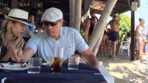 El l&iacute;der del PSOE, Pedro S&aacute;nchez, y su mujer en Moj&aacute;car