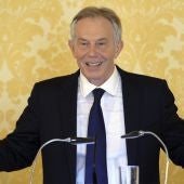 Tony Blair durante una rueda de prensa