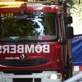 Imagen de archivo de un camión de bomberos en Barcelona Imagen de archivo de un camión de bomberos en Barcelona