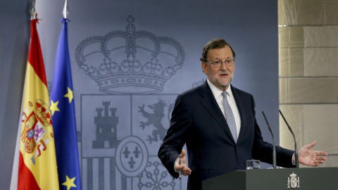 Mariano Rajoy en rueda de prensa en Moncloa