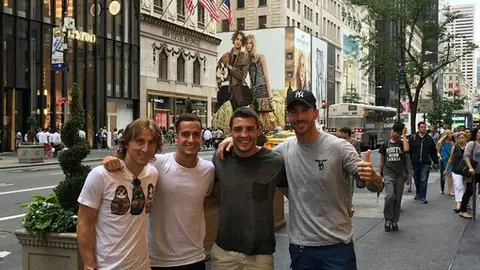 Kovacic, Modric y Lucas Vázquez, en Nueva York. Kovacic, Modric y Lucas Vázquez, en Nueva York.