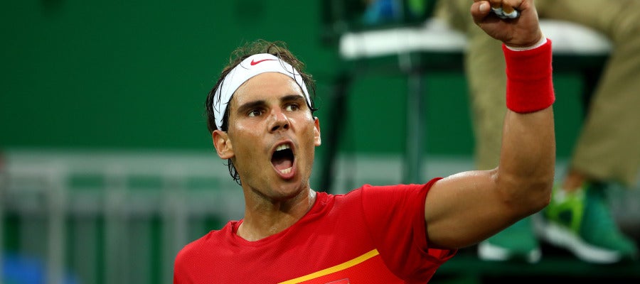 Rafa Nadal celebra un punto ante Delbonis Rafa Nadal celebra un punto ante Delbonis