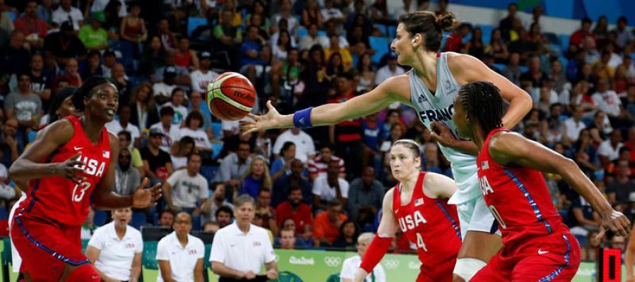 Imagen del partido entre EEUU y Francia en baloncesto femenino Imagen del partido entre EEUU y Francia en baloncesto femenino