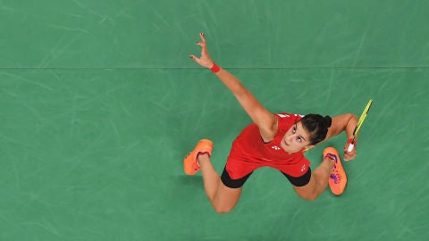 Carolina Mar&iacute;n, durante la final ol&iacute;mpica de b&aacute;dminton