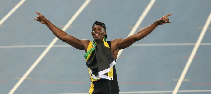 Bolt celebra un nuevo triunfo Bolt celebra un nuevo triunfo