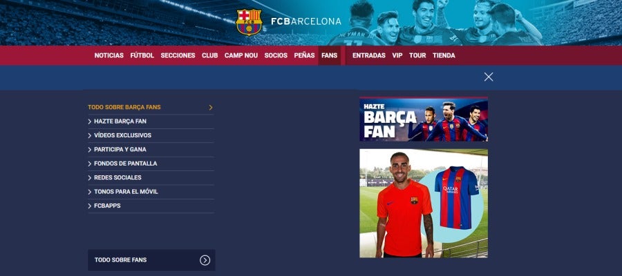 Alcácer, con la camiseta del Barcelona en la web del club