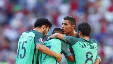 Portugal celebra un gol durante la Eurocopa