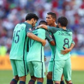 Portugal celebra un gol durante la Eurocopa