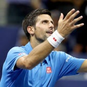 Djokovic celebrando su triunfo ante Janowicz en el US Open