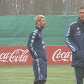 Messi, en el entrenamiento con la Albiceleste