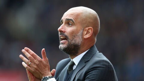 Guardiola, en el banquillo del Manchester City