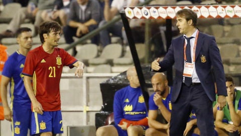 Julen Lopetegui, junto a David Silva
