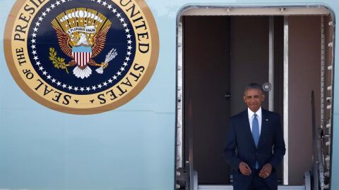  El presidente de Estados Unidos, Barack Obama, llega a Hangzhou, al este de China