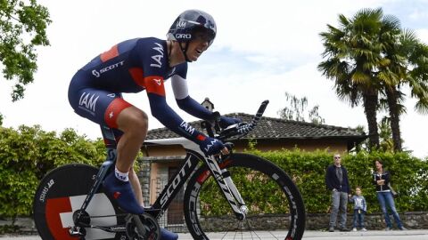Mathias Frank, ganador de la decimos&eacute;ptima etapa de la Vuelta a Espa&ntilde;a