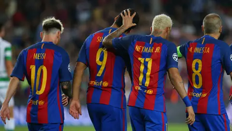 Messi, Suárez, Neymar e Iniesta, goladores en el Barcelona-Celtic Messi, Suárez, Neymar e Iniesta, goladores en el Barcelona-Celtic