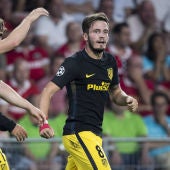 Saúl celebra un gol con el Atlético