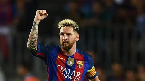 Leo Messi celebra un gol con el Barça Leo Messi celebra un gol con el Barça