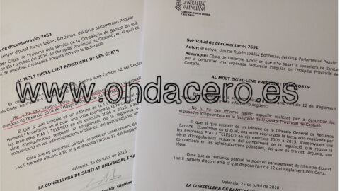Respuestas parlamentarias de la consellera de Sanidad, Carmen Mont&oacute;n, en los que informa de la inexistencia de los informes.