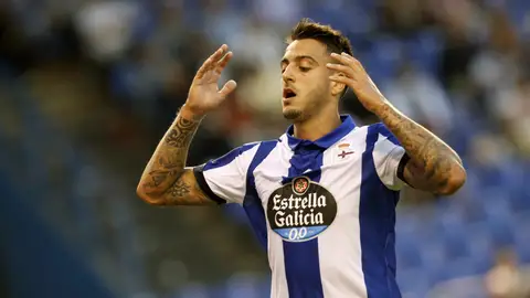 El delantero del Depor, Joselu. El delantero del Depor, Joselu.