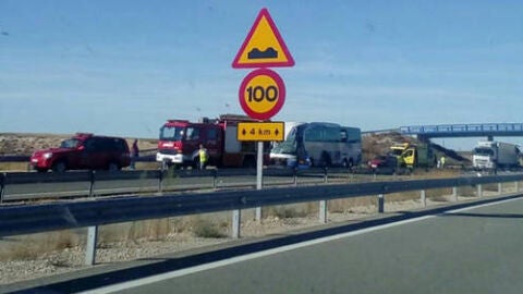 El accidente en la A-15 a su paso por Adradas, Soria.