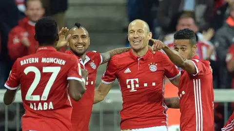 Robben festeja su gol ante el Hertha. Robben festeja su gol ante el Hertha.