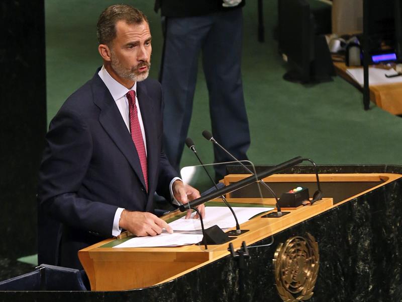 Felipe VI, en la ONU: "Las diferencias se resuelven con voluntad de acuerdo dentro del respeto a las reglas que se han dado" Felipe VI, en la ONU: "Las diferencias se resuelven con voluntad de acuerdo dentro del respeto a las reglas que se han dado"