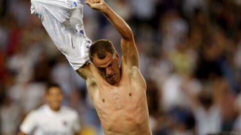 Duda celebra el 2-1 ante el Athletic