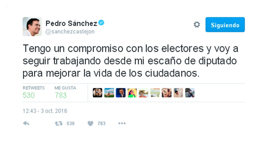 Tuit de Pedro Sánchez