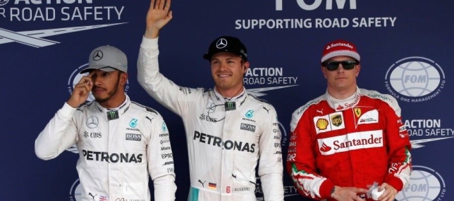 Hamilton, Rosberg y Raikkonen, tras la clasificación del GP de Japón Hamilton, Rosberg y Raikkonen, tras la clasificación del GP de Japón