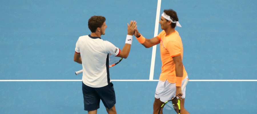 Nadal y Carreño se saludan Nadal y Carreño se saludan