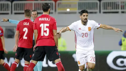 Nolito, celebrando el 0-2 ante Albania Nolito, celebrando el 0-2 ante Albania