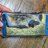 Un terminal Galaxy Note 7 después de arder