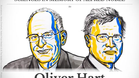 El brit&aacute;nico Oliver Hart y el finland&eacute;s Bengt Holmstr&ouml;m