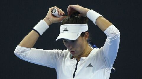 Garbi&ntilde;e Muguruza durante el torneo en Linz