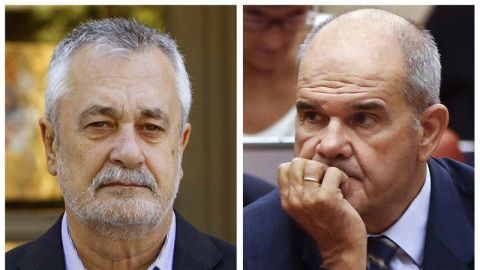 Fotograf&iacute;as de archivo de los expresidentes socialistas andaluces Jos&eacute; Antonio Gri&ntilde;&aacute;n y su antecesor, Manuel Chaves.