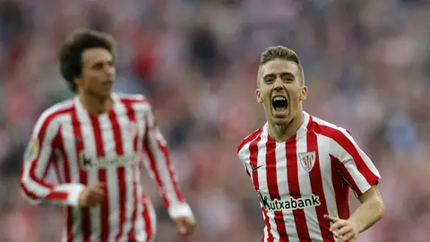 Muniain celebra un gol con el Athletic Muniain celebra un gol con el Athletic