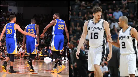 Curry y Durant frente a Pau Gasol y Parker Curry y Durant frente a Pau Gasol y Parker