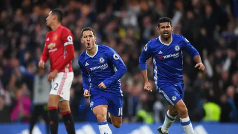 Hazard celebra su gol ante el Manchester United Hazard celebra su gol ante el Manchester United