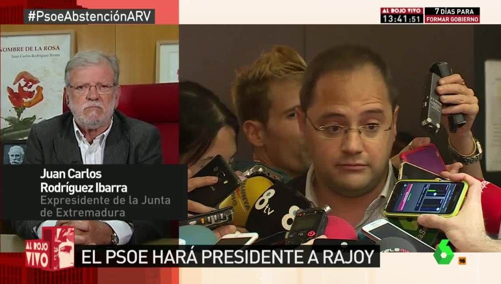 El expresidente de la Junta de Extremadura Juan Carlos Rodríguez Ibarra en una entrevista en 'La Sexta'