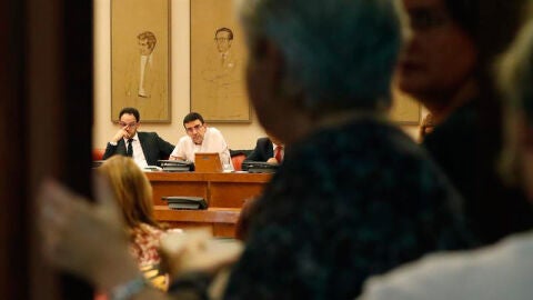 El portavoz del PSOE en el Congreso, Antonio Hernando, junto a Mario Jim&eacute;nez, durante la reuni&oacute;n del Grupo Parlamentario Socialista