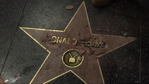 Da&ntilde;os de la estrella de Donald Trump en el Paseo de la Fama de Hollywood 