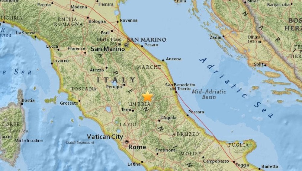 Un terremoto de magnitud 5,4 grados sacude el centro de Italia