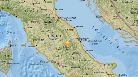 Un terremoto de magnitud 5,4 grados sacude el centro de Italia Un terremoto de magnitud 5,4 grados sacude el centro de Italia