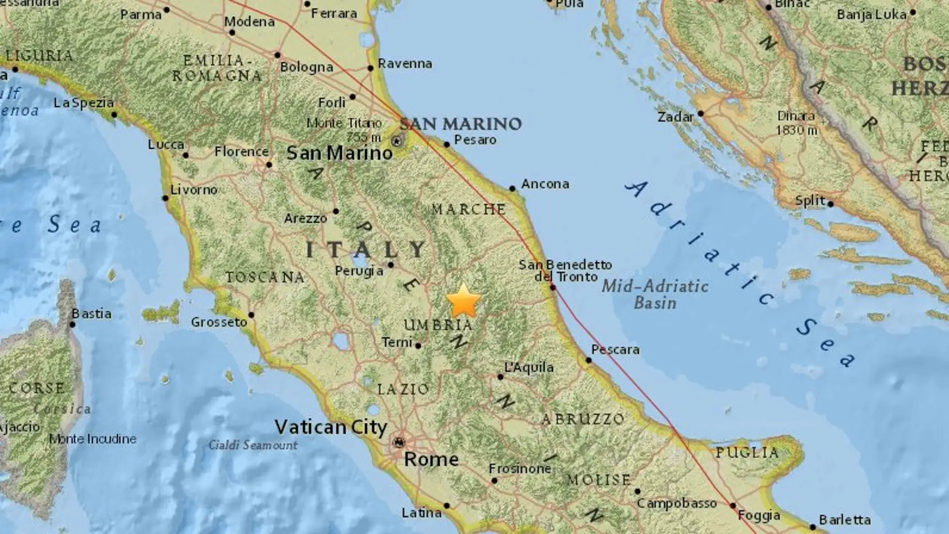 Un terremoto de magnitud 5,4 grados sacude el centro de Italia