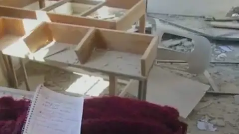 Escuela en Siria tras un bombardeo Escuela en Siria tras un bombardeo