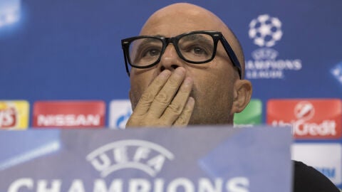 Sampaoli, durante la rueda de prensa