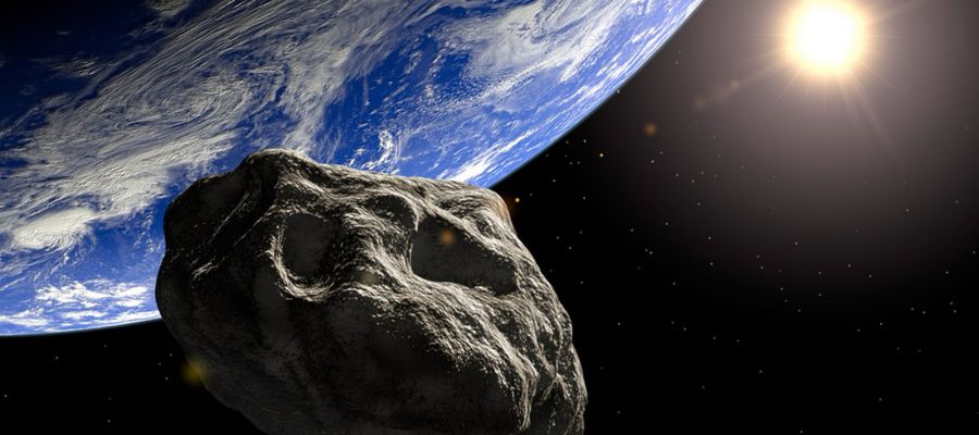 Representación de un asteroide aproximándose a la Tierra Representación de un asteroide aproximándose a la Tierra