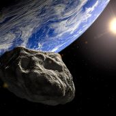 Representación de un asteroide aproximándose a la Tierra