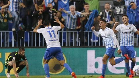 Pablo Fornals celebra un gol ante el Sporting