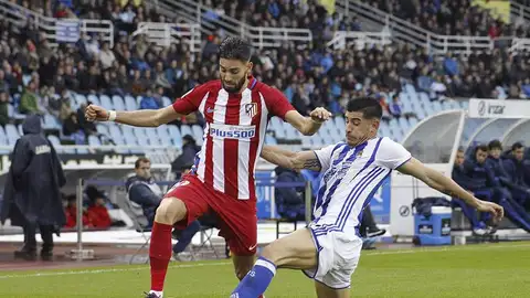 El lateral de la Real, Yuri Berchiche, en el encuentro frente al Atlético El lateral de la Real, Yuri Berchiche, en el encuentro frente al Atlético